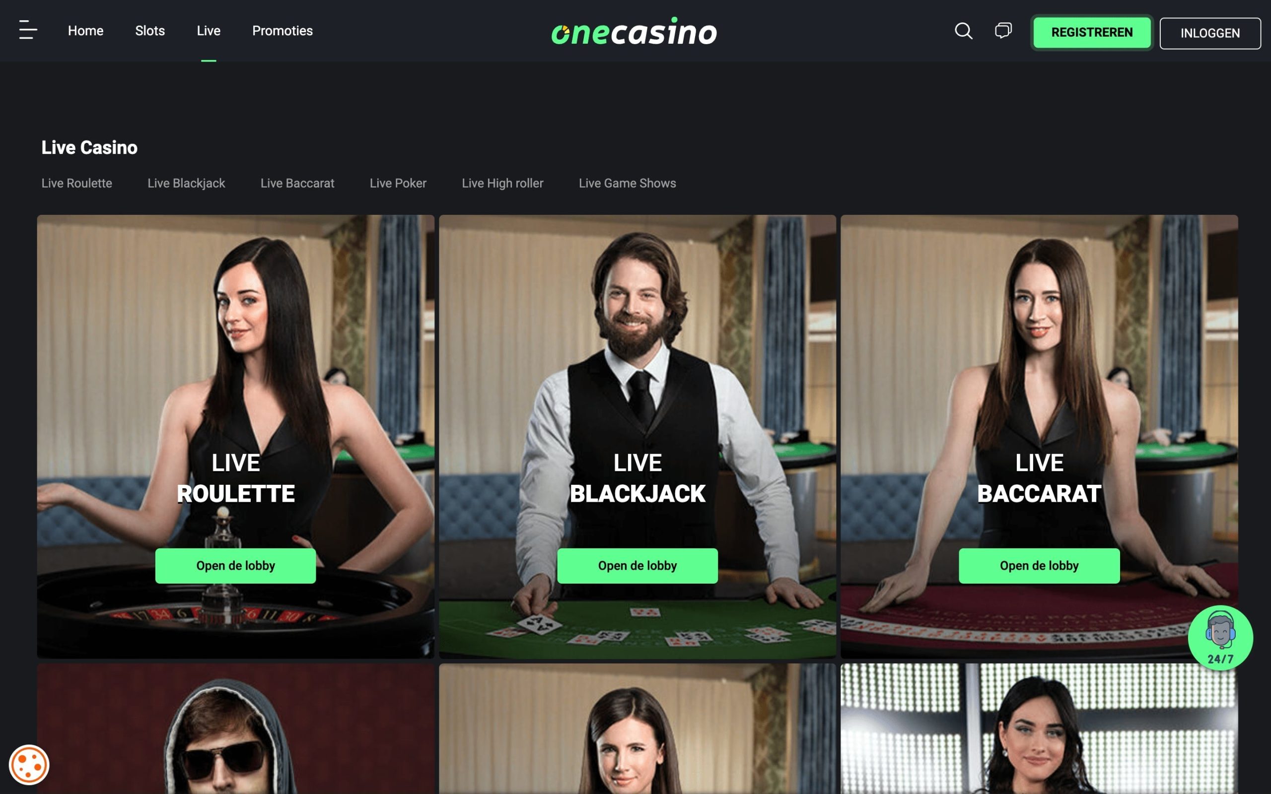 one casino live casino aanbod