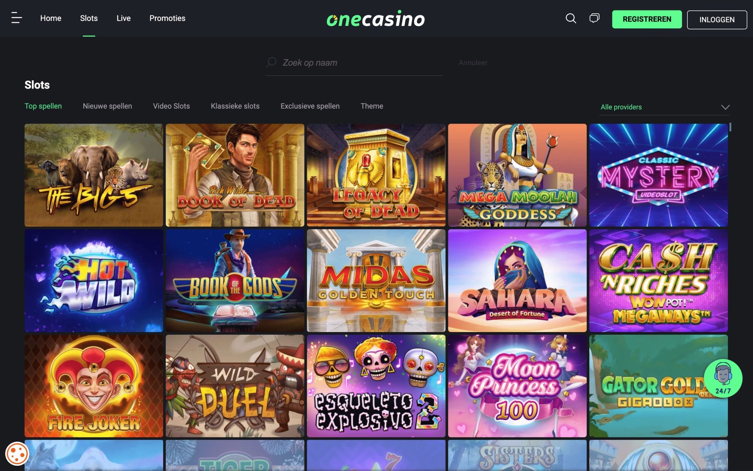 one casino slots aanbod