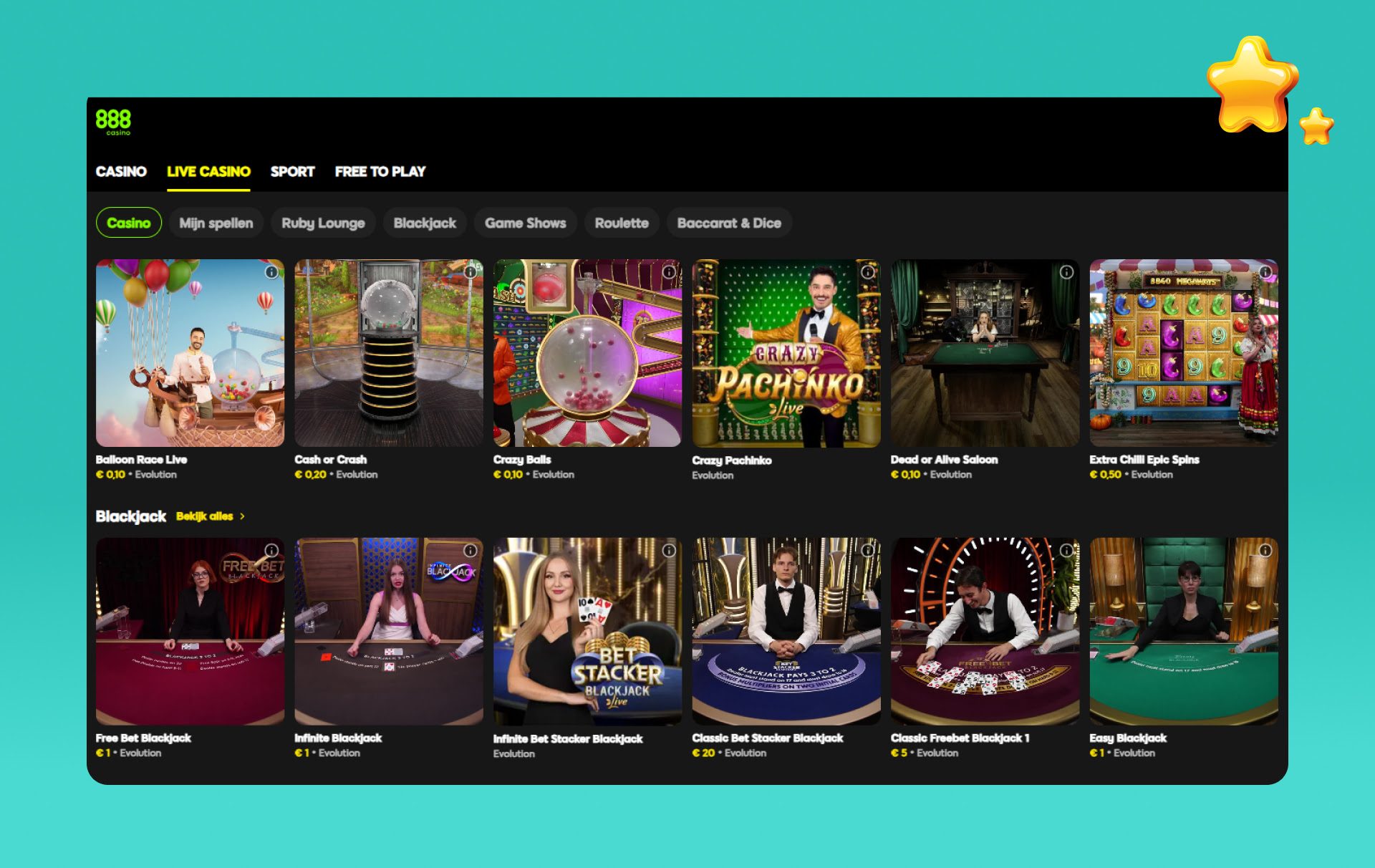 888 Live Casino printscreen logo